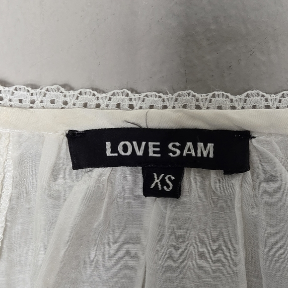 Love Sam Balloon Sleeve Floral Embroidered Cream Boho Cotton Silk Top Size XS - Picture 7 of 12